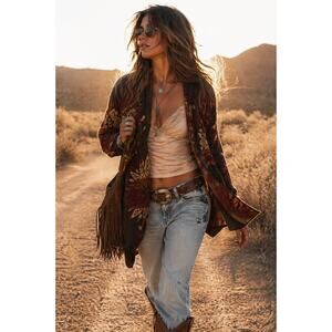 Denim & Supply Ralph Lauren Southwestern Aztec Knit Cardigan Sweater Large Brown